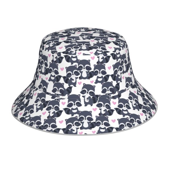 Xecao Cartoon Raccoon Print Men and Women Night Reflective Hat Runner Cap Visor Bucket Hat Boonie Cap