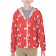thumbnail image 1 of Xecao Cartoon Rooster Print Fishing Shirts for teenager Long Sleeve UV Sun Protection Hoodie with Zipper Outdoor Hiking Shirts-Large, 1 of 7