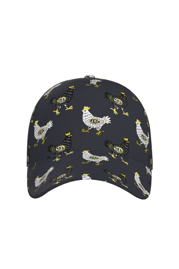 Cartoon Rooster for Baseball Cap: Unisex, crafted from classic polyester twill fabric, featuring a soft unconstructed design