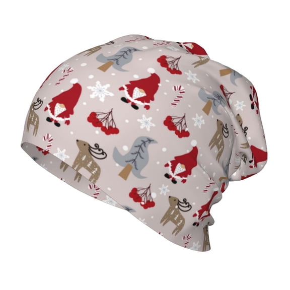 Xecao Cartoon Santa and Reindeer Print Beanie Hat Toddler Girls Boys, Baby Hats Winter Warm Knitted Thermal, Kids Winter Caps