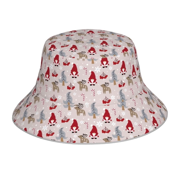 Xecao Cartoon Santa and Reindeer Print Men and Women Night Reflective Hat Runner Cap Visor Bucket Hat Boonie Cap