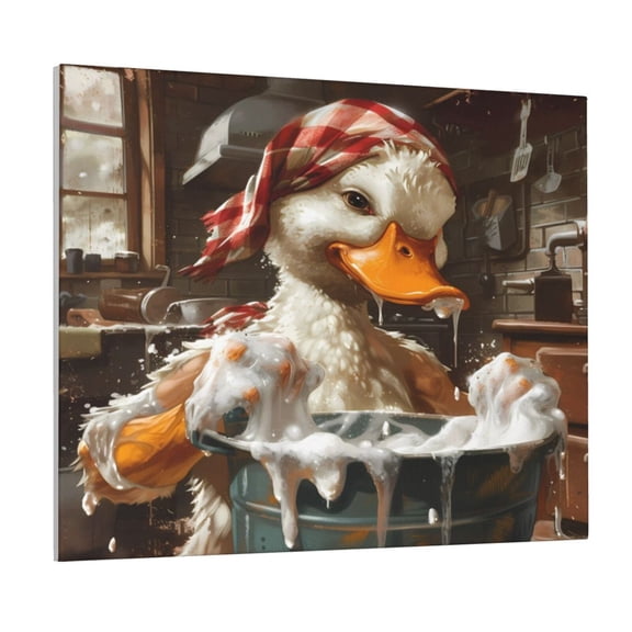 Xecao Cartoon Scottish Duck for Waterproof Framed Canvas Art - Modern Home Decor with Real Wood Frame for Gifting and Interior Design,Horizontal