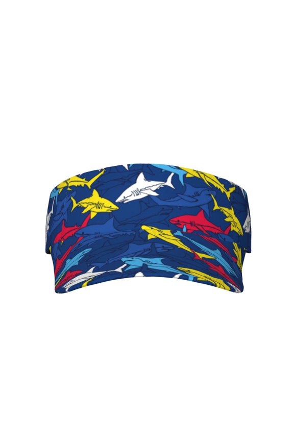 Cartoon Shark for Adult Sun Cap offers versatile sun protection with adjustable Velcro for a secure fit.
