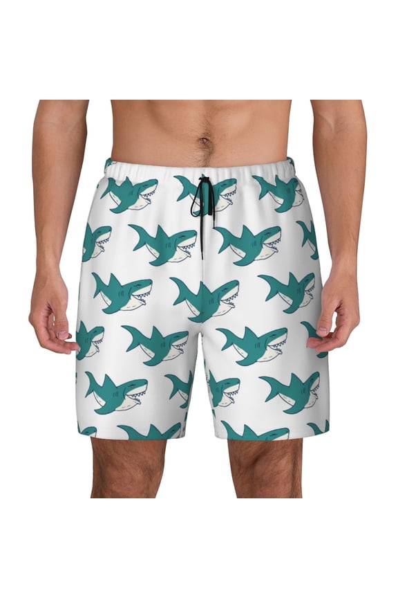 Cartoon Shark for Men's Swimming Trunks Swim Trunks Quick Dry Swim Shorts with Mesh Lining Funny Swimwear Bathing Suits