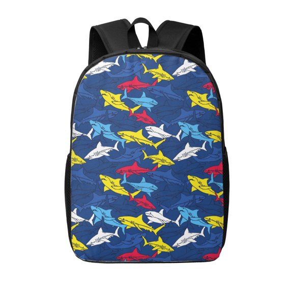 Xecao Cartoon Shark print Travel Backpack, Large Computer Backpack for Men Women, College School Rucksack Book Bag