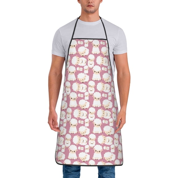 Xecao Cartoon Sheep Print Funny BBQ Chef Aprons for Men Women,Adjustable Kitchen Cooking Aprons with Pocket Waterproof Oil Proof No Pilling Fading