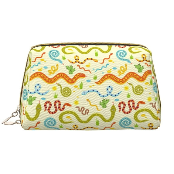 Xecao Cartoon Snake8 Print Fashion Makeup PVC Bag Large Capacity Travel Cosmetic Bag for Women Organizer Toiletry Clutch