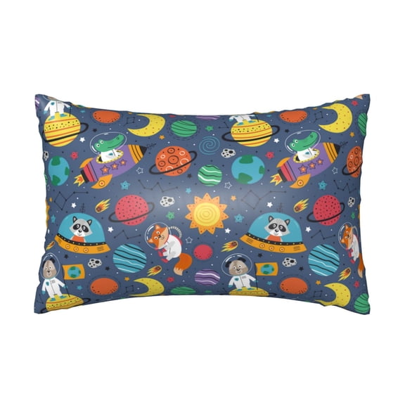 Xecao Cartoon Space Pattern Satin Pillowcases for Hair and Skin, Luxurious and Silky Pillow Cases with Envelope Closure, 20x30 Inches