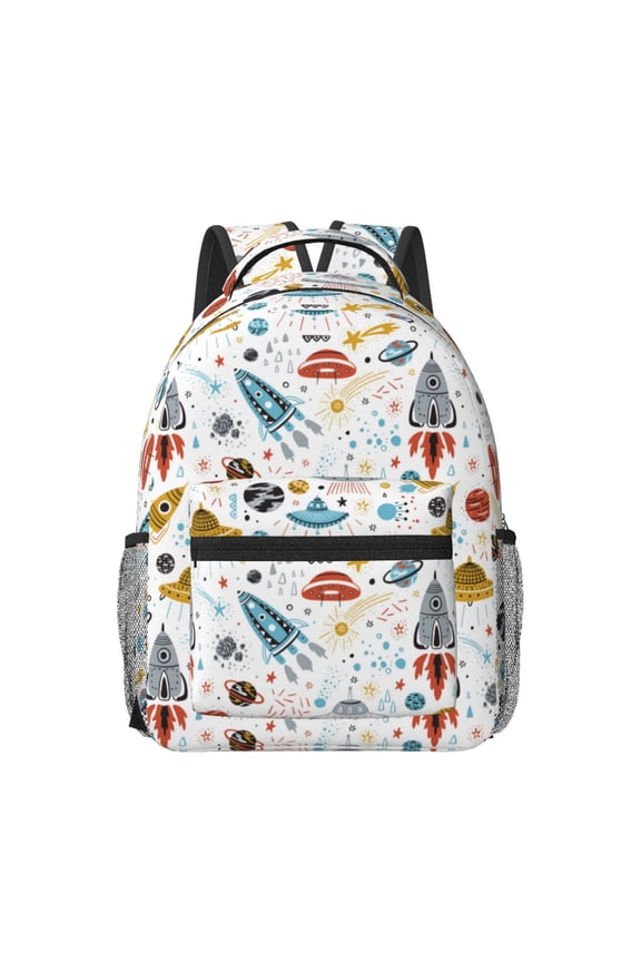 Cartoon Space Travel Backpack: A spacious, stylish computer backpack ideal for men and women, perfect for college, school, or daily travels