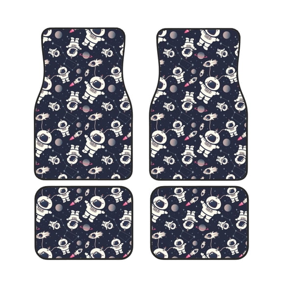 Xecao Cartoon Spaceship Print Car Foot Mat Set of 4 Pieces Neoprene All-Weather Dust-Proof Stain-resistantCar Interior Decorative mats Non-Slip Mats