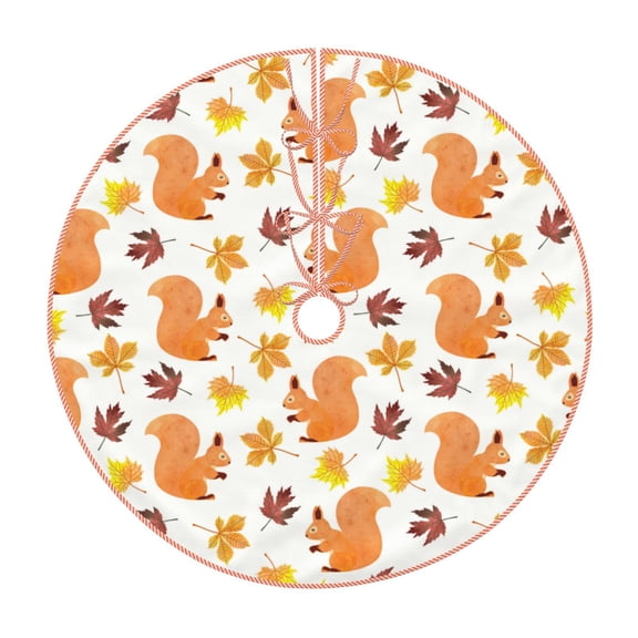 Xecao Cartoon Squirrel Pattern Christmas Tree Skirt Holiday Part Decorations for Christmas Tree, Farmhouse Christmas Decor Xmas Holiday Home Party Decorations-30"