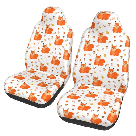 Xecao Cartoon Squirrel Print Car Seat Cover in That Fits Most Cars, Vans, SUVs, and Trucks.