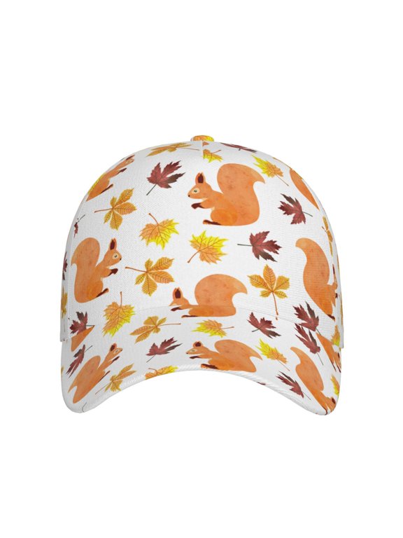 Cartoon Squirrel for Baseball Cap: Unisex, crafted from classic polyester twill fabric, featuring a soft unconstructed design