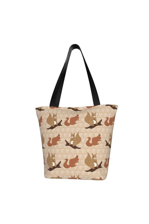 Cartoon Squirrel for Tote Bag for Women -Tote Shoulder Bag with A Little Pocket Inside, Perfect for Travel and Work.