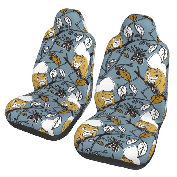 Xecao Cartoon Squirrel on Branch Print Car Seat Cover in That Fits Most Cars, Vans, SUVs, and Trucks.