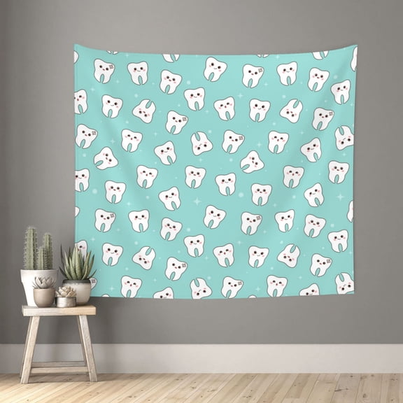 Xecao Cartoon Teeth1 patten Tapestry 60x51 Inches Wall Hanging Poster Tapestry for Living Room Bedroom Home Decor
