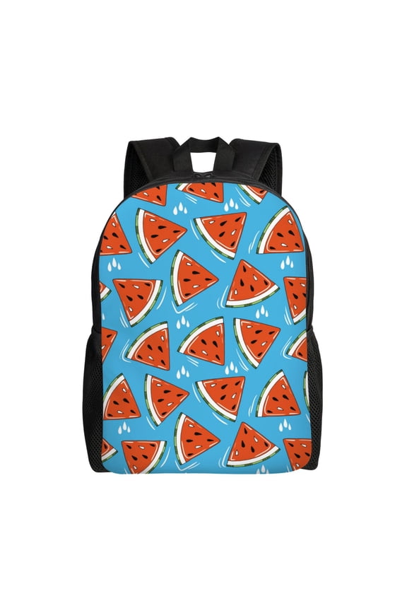 Cartoon Watermelon Print School Backpack with Laptop Compartment Small Travel Laptop Backpack for Women Men Waterproof College Backpack Simple School Bag