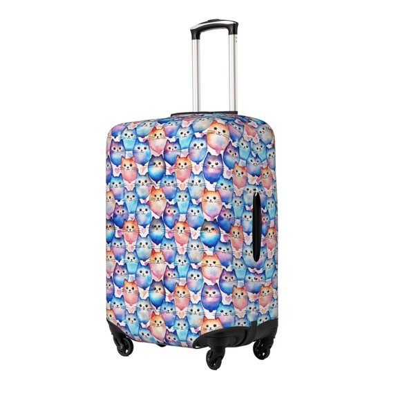 Xecao Cartoon colorful cute cat Print Elastic Luggage Cover, Double-sided Print , Perfect for Travel, Business, and Daily Use (Suitcase Not Included)-Medium