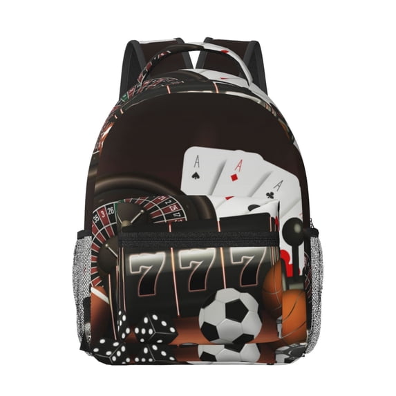 Xecao Casino And Sports Print Casual Backpack: A Computer Backpack Ideal for Men and Women, Perfect for College, School, or Daily Travels-One Size