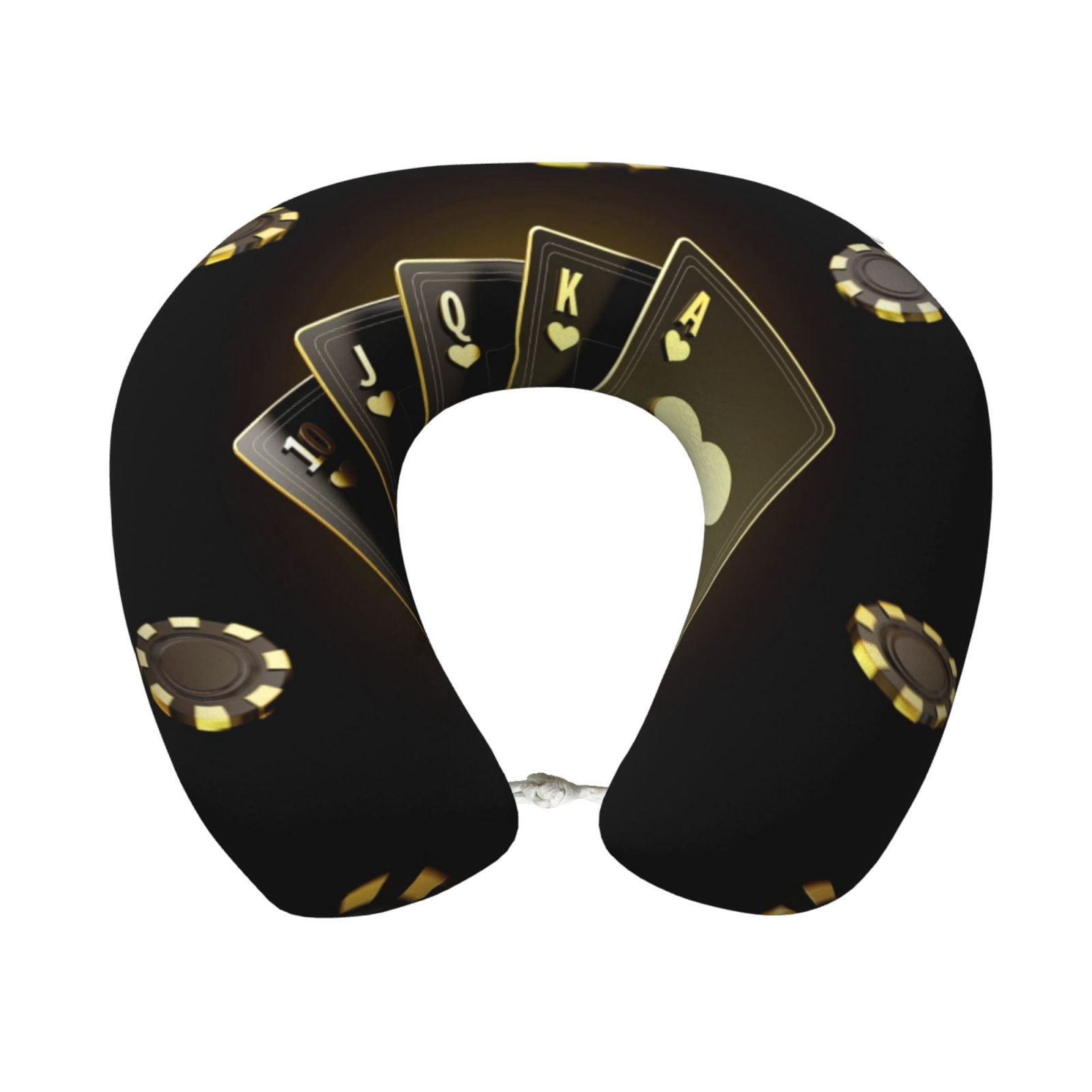 Xecao Casino Cards 1 Print Memory Foam Cervical Neck Pillow Versatile U-Shaped Pillows for Home,Office,Camping,Travelling,Soft Washable Cover