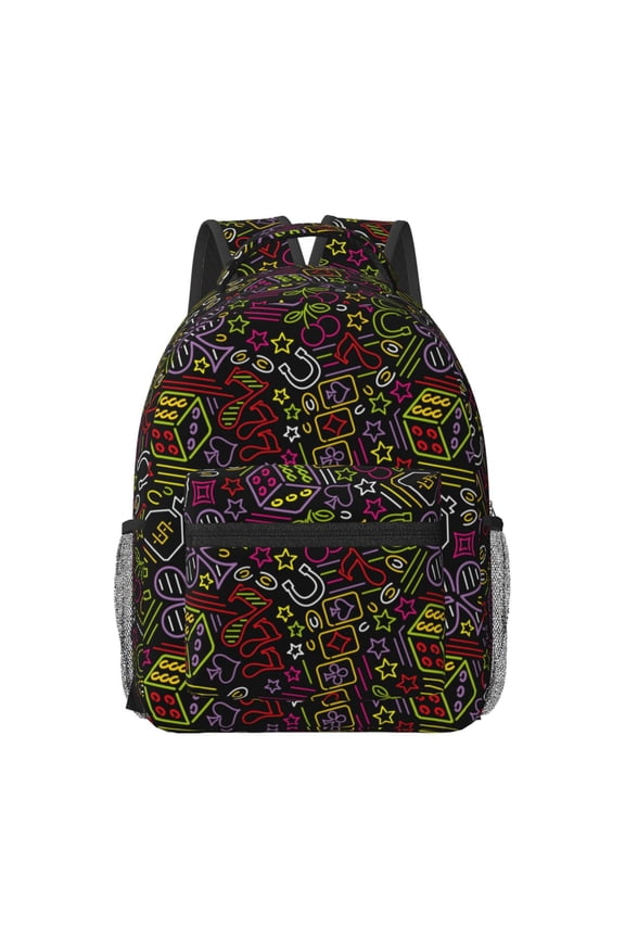 Casino Icons Travel Backpack: A spacious, stylish computer backpack ideal for men and women, perfect for college, school, or daily travels