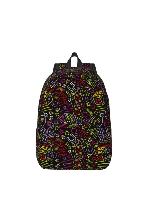 Casino Icons for Canvas College Laptop Backpack, Durable Rucksack Travel Notebook Bag School Backpack Book Bag for Men Women