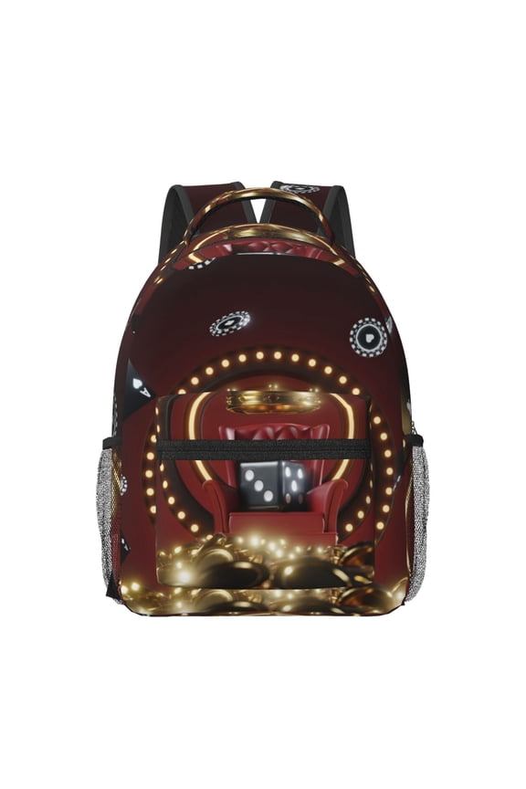 Casino King And Playing Cards Print Casual Backpack: A Computer Backpack Ideal for Men and Women, Perfect for College, School, or Daily Travels-One Size