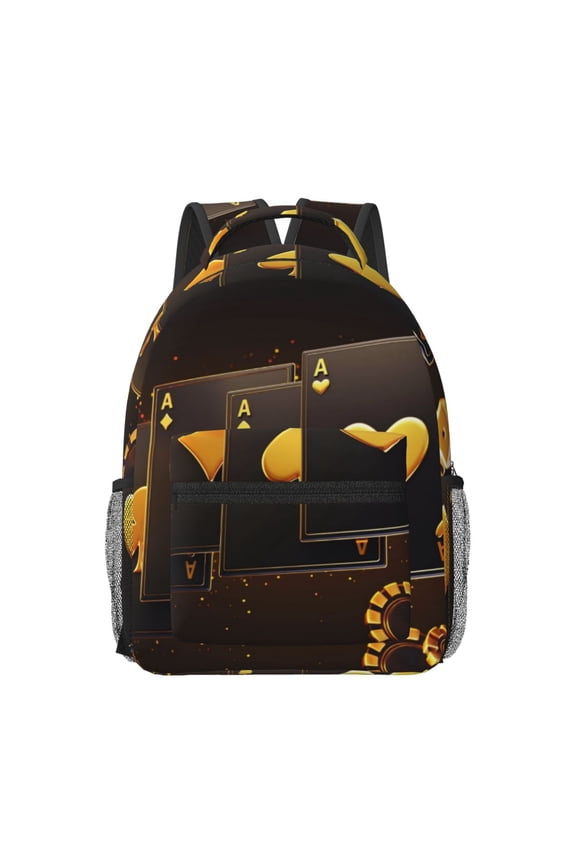 Casino Playing Cards Print Casual Backpack: A Computer Backpack Ideal for Men and Women, Perfect for College, School, or Daily Travels-One Size