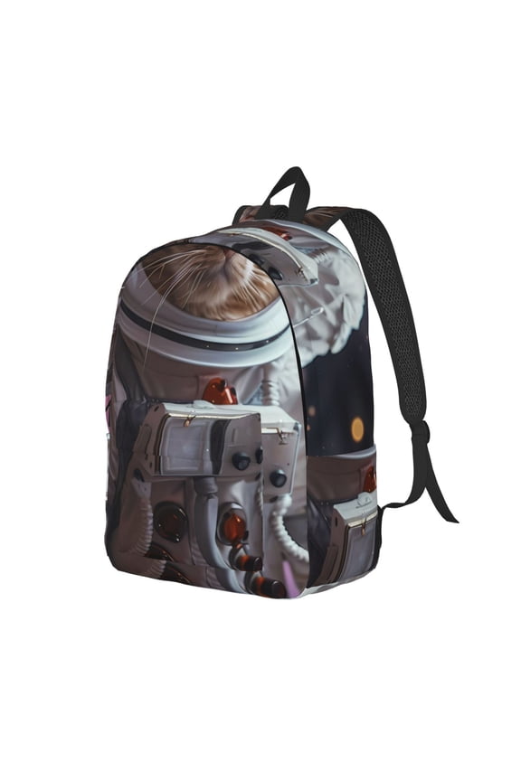 Cat Astronaut In Space for Canvas College Laptop Backpack, a Durable Rucksack for Both Men and Women, ideal for travel, school, and daily use Bag-Small