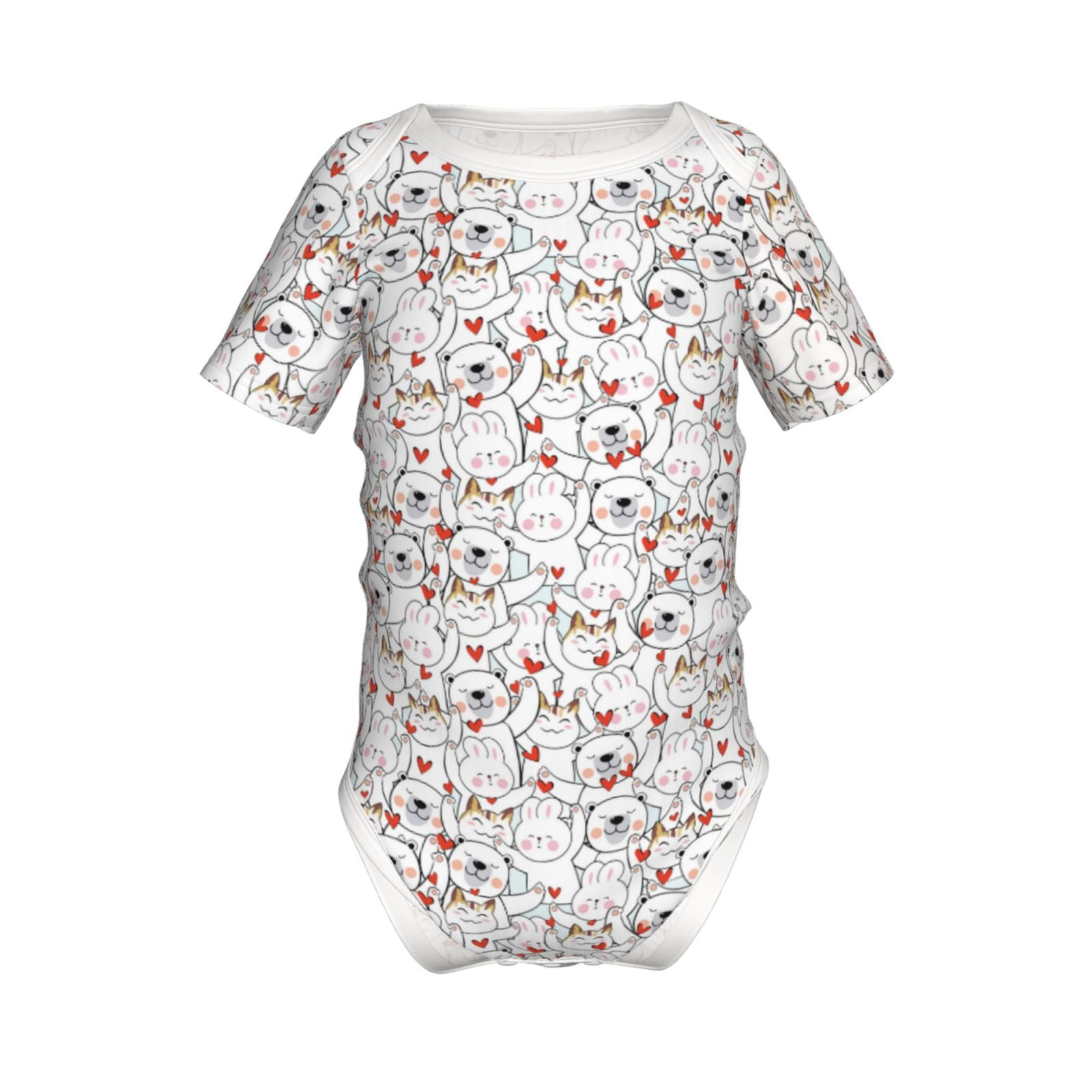 Xecao Cat Bear Rabbit Pattern Baby Climbing Bodysuit Short Sleeve ...