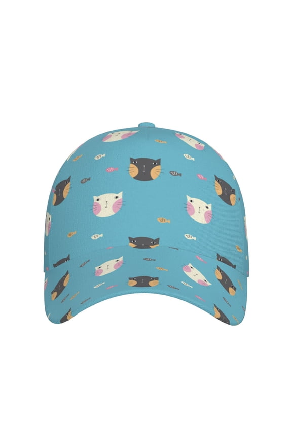 Cat Fish for Baseball Cap: Unisex, crafted from classic polyester twill fabric, featuring a soft unconstructed design