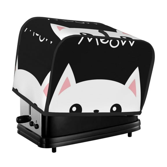 Xecao Cat Meow Print 2 Slice Toaster Cover with Pockets, Small Appliance Cover, Dust and Fingerprint Protection, Machine Washable
