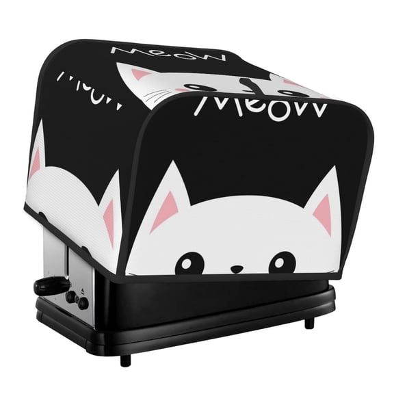 Xecao Cat Meow Print 4 Slice Toaster Cover with Pockets, Small Appliance Cover, Dust and Fingerprint Protection, Machine Washable