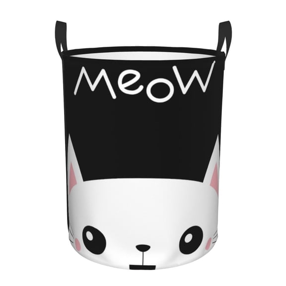 Xecao Cat Meow Print Laundry Hamper Basket,designed for Blanket Storage and Nursery Clothes in the Bedroom