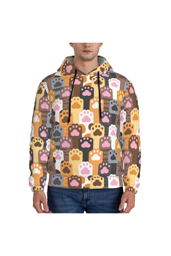Cat Paw (2) Pattern Men's Adult Pullover Hoodie,Hooded Sweatshirt-4X-Large