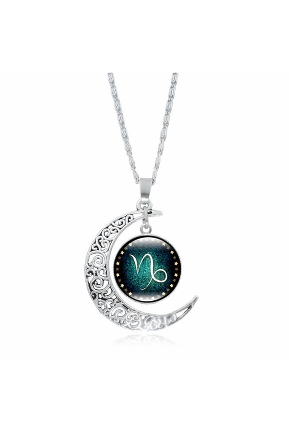 Astrology Necklace Zodiac Horoscope Jewelry Alloy Glass Pendant Gift for Women Wife Girlfriend Mom Birthday Valentine’s Day Christmas