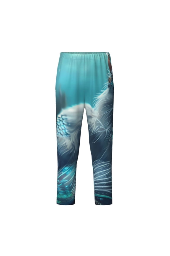 Cat Underwater Fantasy Print Teenagers' Pajama Pants Long Sleep Pants Soft Elastic Waist Pajama Bottoms Elastic waist with 2 Pockets 5-16 Years-Large