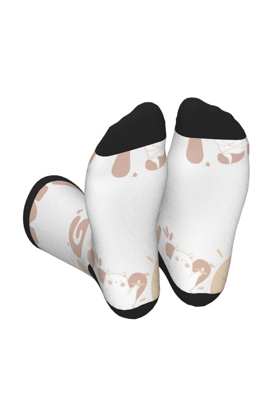 Cat Yoga Time Print Crew Socks for Men and Women, Men's Soft Moisture-wicking Sock