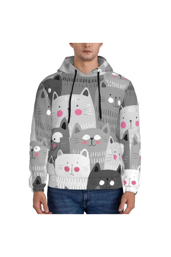 Cats Group Pattern Men's Adult Pullover Hoodie,Hooded Sweatshirt-Medium