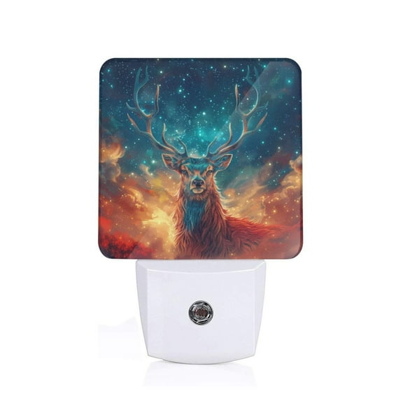 Xecao Celestial Stag Cosmic Glow for Night Light - a Wall-mounted LED Fixture with A Dusk-to-dawn Sensor, Ideal for Bedrooms, Bathrooms, Hallways, and Kitchens-US
