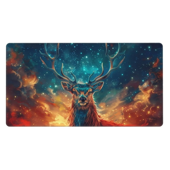 Xecao Celestial Stag Cosmic Glow for Waterproof Mouse Pad - Extended Contour Mouse Mat, Large Gaming Mousepad Laptop Keyboard Mat with Non-Slip Rubber Base