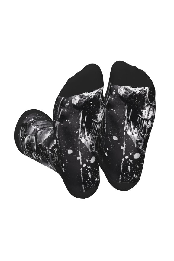Chained Skull Artwork Print Crew Socks for Men and Women, Men's Soft Moisture-wicking Sock