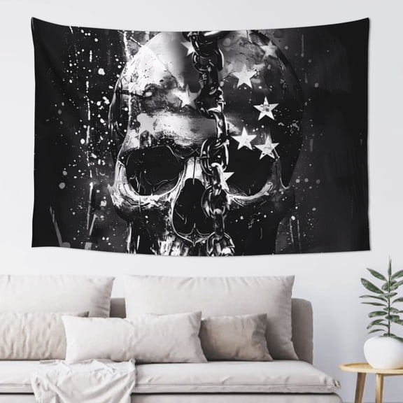 Xecao Chained Skull Artwork Print Tapestry, Wall Hanging Room Funny Decor, Backdrop Room Decor for Bedroom Living Room dormitory
