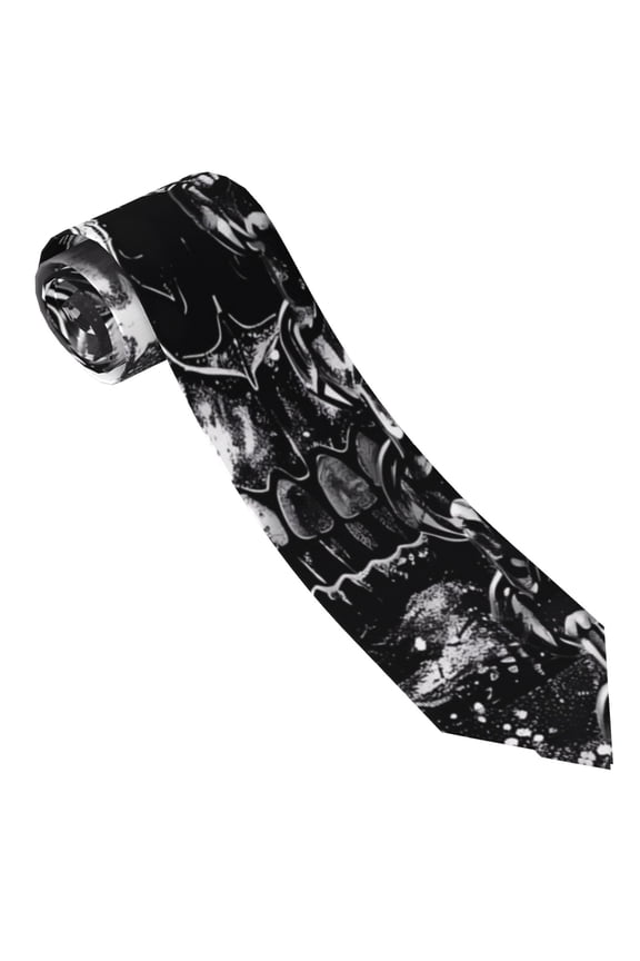 Chained Skull Artwork Print Tie For Men Necktie Woven Jacquard Neck Ties,Classic Men's Tie