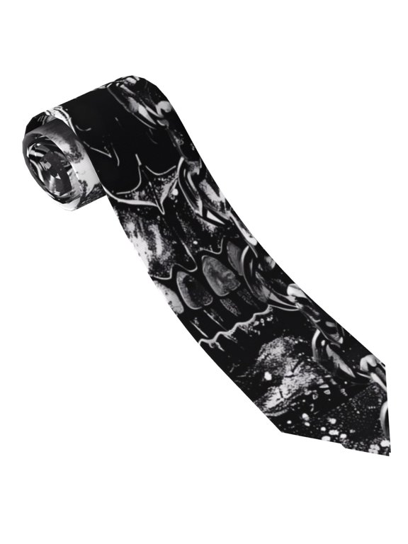 Chained Skull Artwork Print Tie For Men Necktie Woven Jacquard Neck Ties,Classic Men's Tie