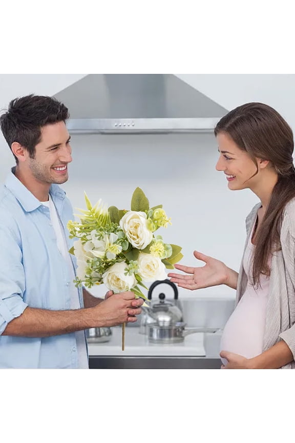 Peony Bouquet 11" Artificial Flowers Plastic Faux Greenery Simulated Floral Arrangement for Wedding Birthday Home Garden Office Table Decorations