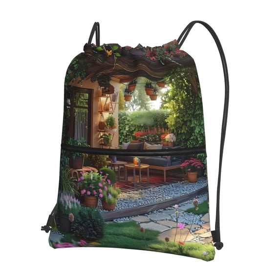 Xecao Charming Garden Patio for Drawstring Bags,Pull String Backpack Bags,String Bag Sackpack