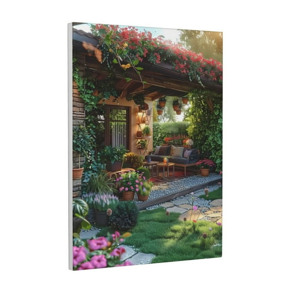Xecao Charming Garden Patio for Ready-to-Hang Canvas Art 12x16 Inches - Waterproof HD Print Solid Wood Frame for Gifting,Vertical