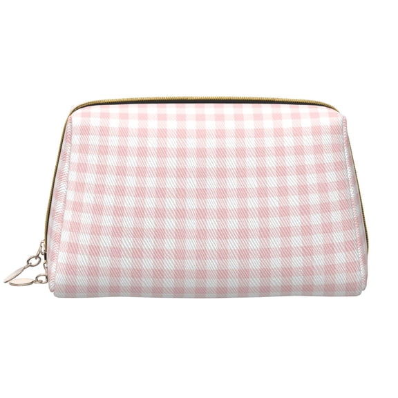 Xecao Checkboard Print Fashion Makeup PVC Bag Large Capacity Travel Cosmetic Bag for Women Organizer Toiletry Clutch