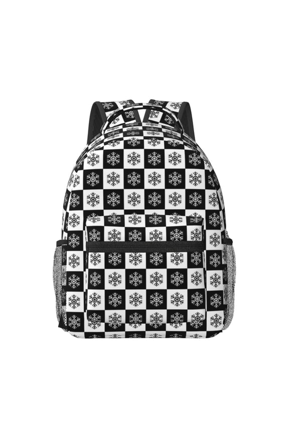 Checkerboard With Snowflake 1 Print Casual Backpack: A Computer Backpack Ideal for Men and Women, Perfect for College, School, or Daily Travels-One Size